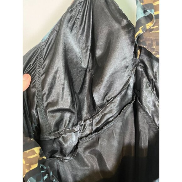 Lane Bryant Sun Dress 28 Brown Halter Maxi Babydoll Y2K Mosaic Patchwork Boho - Picture 13 of 16